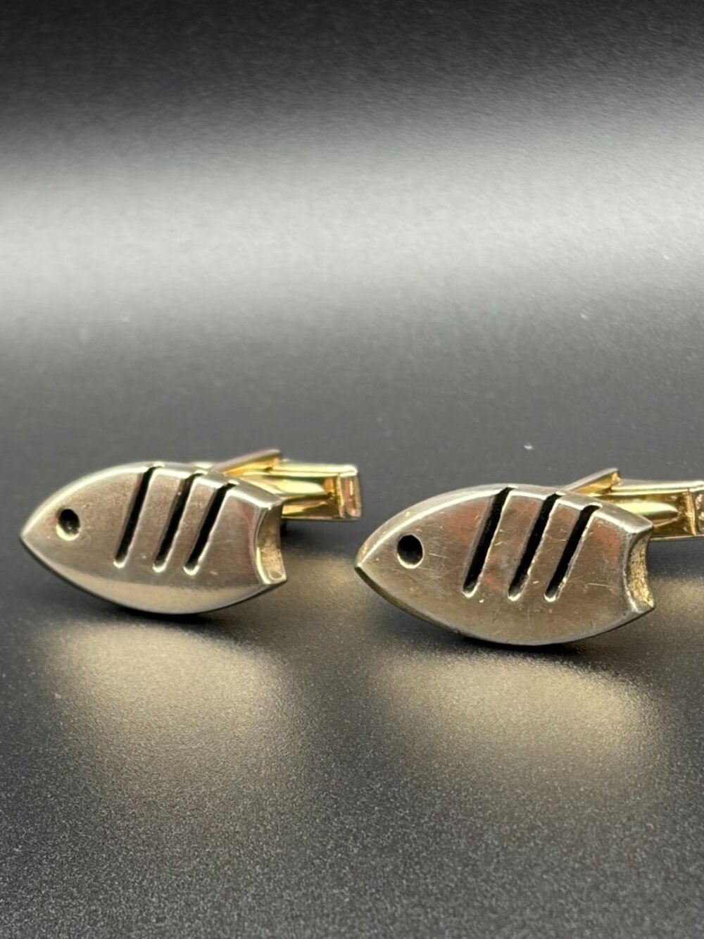 Vintage Silver-Tone Modernist Cuff Links